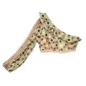 Alexis NWT Alekyra One-Shoulder‎ Crop Top Spring Dandelion Green Pink Small